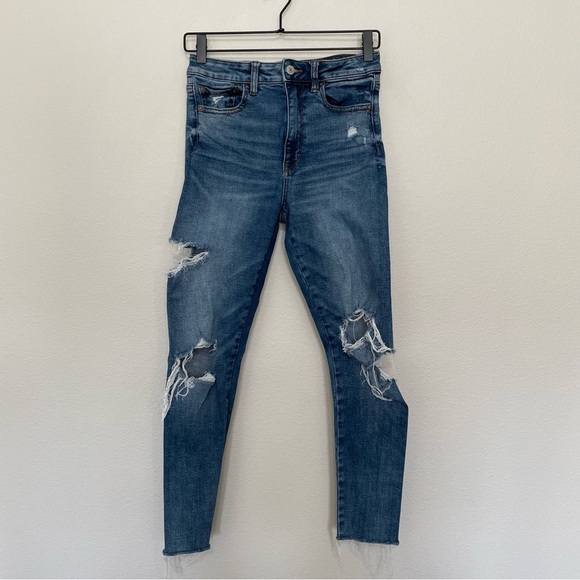 American eagle women’s superstretch super high rise jegging size 6 distressed - Picture 1 of 5